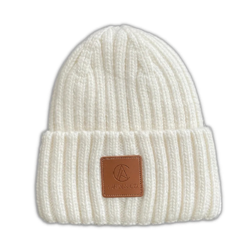 AARIN & CO NWT Ivory Knit Satin Lined Beanie $30 SIZE MEDIUM LARGE Luxe Gift Fab - Picture 3 of 5